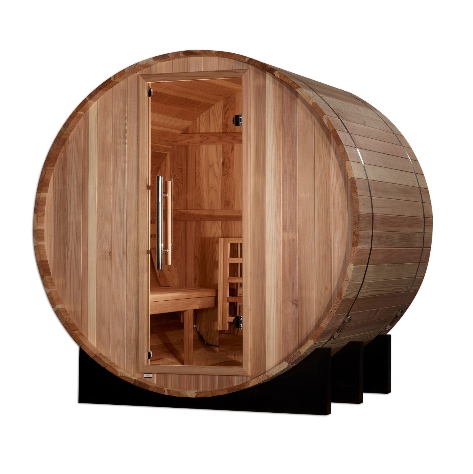 Golden Designs "St. Moritz" 2-Person Barrel Traditional Outdoor Steam Sauna - Pacific Cedar - GDI-B002-01