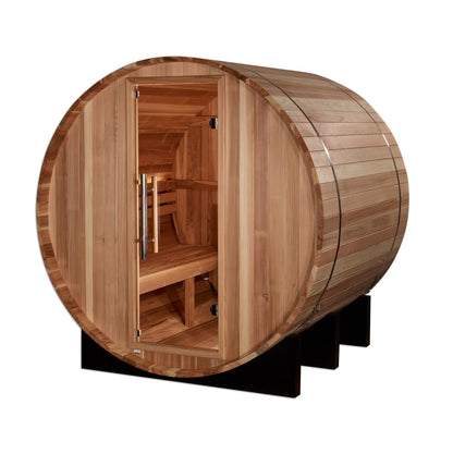 Golden Designs "St. Moritz" 2-Person Barrel Traditional Outdoor Steam Sauna - Pacific Cedar - GDI-B002-01