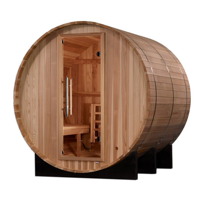 Golden Designs "Arosa" 4-Person Barrel Traditional Sauna - Pacific Cedar - GDI-B004-01