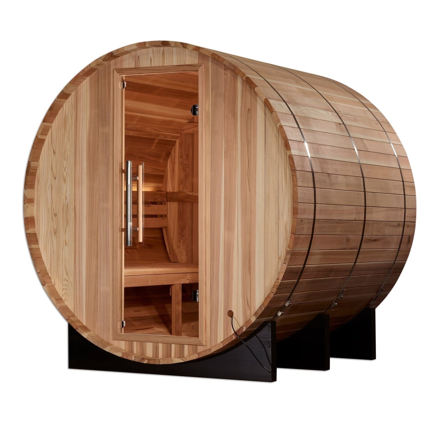 Golden Designs "Arosa" 4-Person Barrel Traditional Sauna - Pacific Cedar - GDI-B004-01