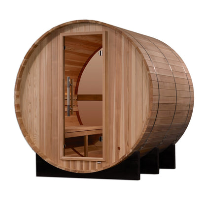 Golden Designs "Zurich" 4-Person Barrel with Bronze Privacy View - Traditional Steam Sauna - Pacific Cedar - GDI-B024-01