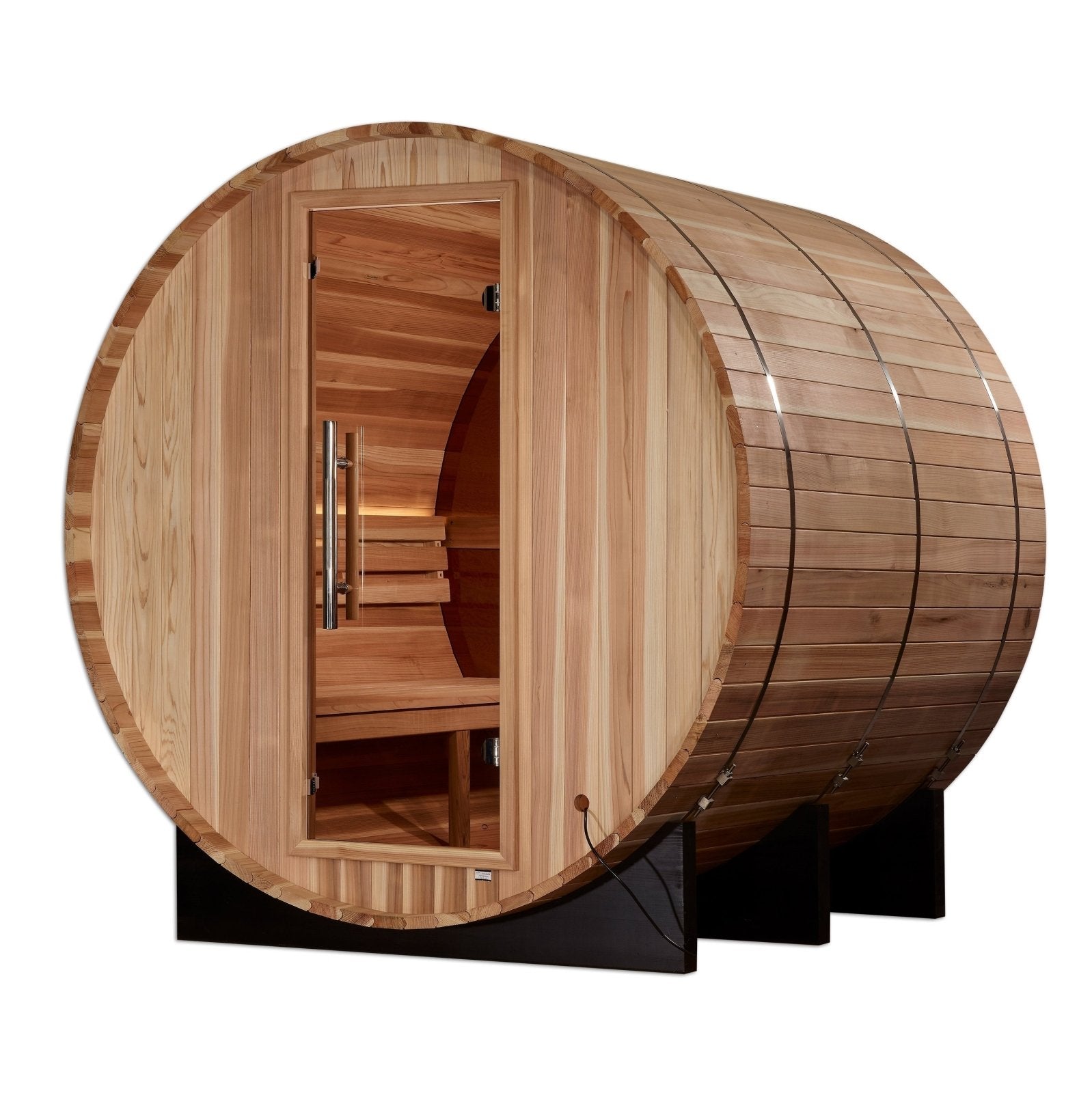 Golden Designs "Zurich" 4-Person Barrel with Bronze Privacy View - Traditional Steam Sauna - Pacific Cedar - GDI-B024-01