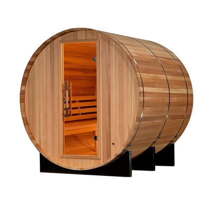 Golden Designs Outdoor Barrel 4-Person "Uppsala Edition" Traditional Sauna with Red Cedar Wood | Model: GDI-SJ-2004-CED - GDI-SJ-2004-CED