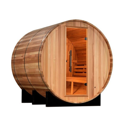 Golden Designs Outdoor Barrel 4-Person "Uppsala Edition" Traditional Sauna with Red Cedar Wood | Model: GDI-SJ-2004-CED - GDI-SJ-2004-CED