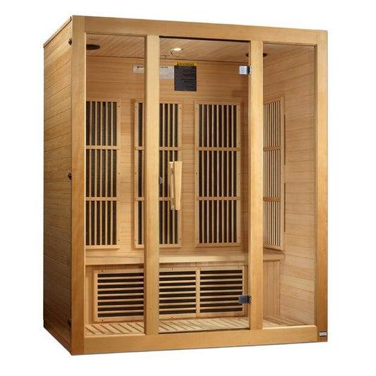 Golden Designs Low EMF 3-Person Maxxus "Bellevue" FAR Infrared Sauna with Hemlock Wood | Model: MX-J306-01 - MX-J306-01