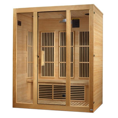 Golden Designs Low EMF 3-Person Maxxus "Bellevue" FAR Infrared Sauna with Hemlock Wood | Model: MX-J306-01 - MX-J306-01