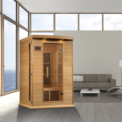 Golden Designs Near Zero EMF 2-Person Maxxus FAR Infrared Sauna with Hemlock Wood | Model: MX-K206-01-ZF - MX-K206-01-ZF