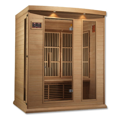 Golden Designs Near Zero EMF 3-Person Maxxus FAR Infrared Sauna with Hemlock Wood | Model: MX-K306-01-ZF - MX-K306-01-ZF