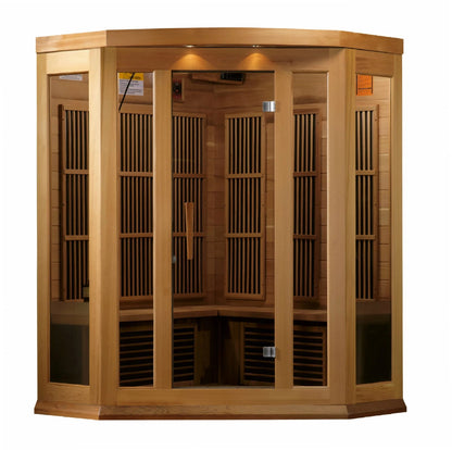 Golden Design Low EMF 3-Person Maxxus FAR Infrared Sauna Corner Unit with Red Cedar Wood | Model: MX-K356-01 CED - MX-K356-01 CED