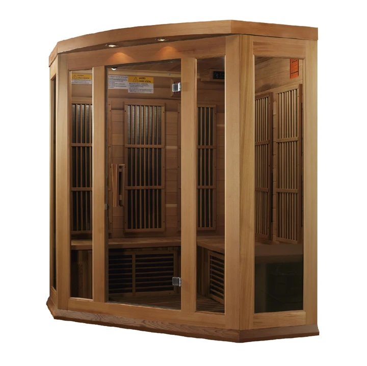 Golden Design Low EMF 3-Person Maxxus FAR Infrared Sauna Corner Unit with Red Cedar Wood | Model: MX-K356-01 CED - MX-K356-01 CED