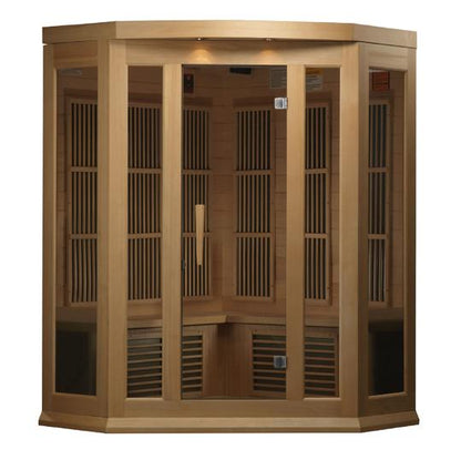 Golden Design Low EMF 3-Person Maxxus FAR Infrared Sauna Corner Unit with Hemlock Wood | Model: MX-K356-01 - MX-K356-01