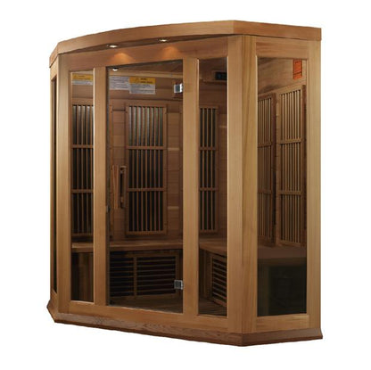 Golden Designs Near Zero EMF 3-Person Maxxus "Chaumont Edition" FAR Infrared Sauna Corner Unit with Red Cedar Wood | Model: MX-K356-01-ZF CED - MX-K356-01-ZF CED