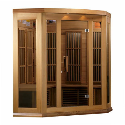 Golden Designs Near Zero EMF 3-Person Maxxus "Chaumont Edition" FAR Infrared Sauna Corner Unit Hemlock Wood | Model: MX-K356-01-ZF - MX-K356-01-ZF