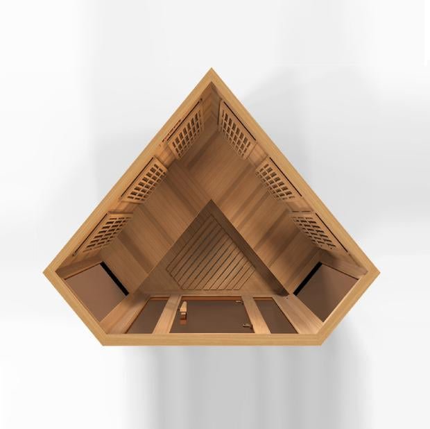 Golden Designs Near Zero EMF 3-Person Maxxus "Chaumont Edition" FAR Infrared Sauna Corner Unit Hemlock Wood | Model: MX-K356-01-ZF - MX-K356-01-ZF