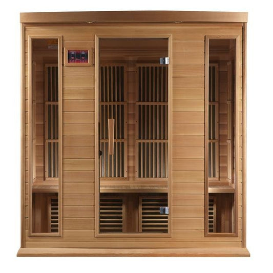 Golden Designs Near Zero EMF 4-Person Maxxus FAR Infrared Sauna Corner Unit with Red Cedar Wood | Model: MX-K406-01-ZF CED - MX-K406-01-ZF CED