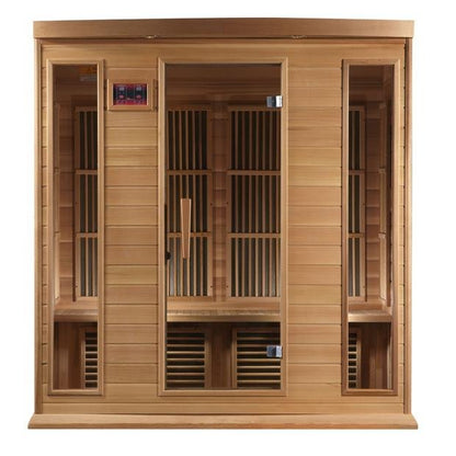 Golden Designs Near Zero EMF 4-Person Maxxus FAR Infrared Sauna Corner Unit with Red Cedar Wood | Model: MX-K406-01-ZF CED - MX-K406-01-ZF CED