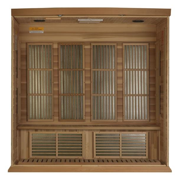 Golden Designs Near Zero EMF 4-Person Maxxus FAR Infrared Sauna Corner Unit with Red Cedar Wood | Model: MX-K406-01-ZF CED - MX-K406-01-ZF CED