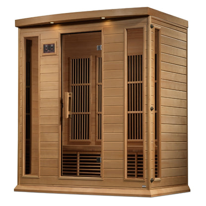 Golden Designs Near Zero EMF 4-Person Maxxus FAR Infrared Sauna Corner Unit with Hemlock Wood | Model: MX-K406-01-ZF - MX-K406-01-ZF