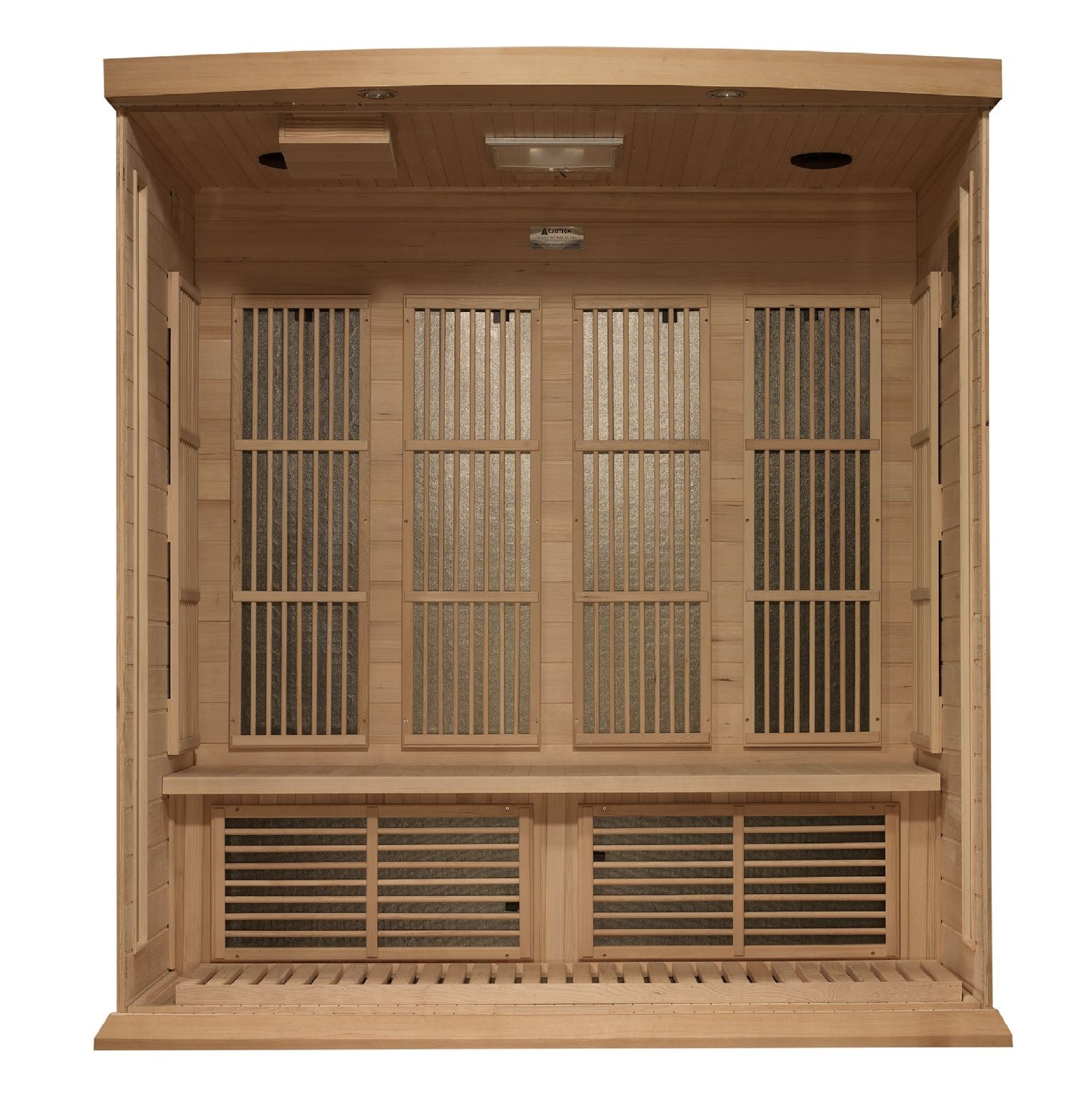 Golden Designs Near Zero EMF 4-Person Maxxus FAR Infrared Sauna Corner Unit  with Hemlock Wood | Model: MX-K406-01-ZF