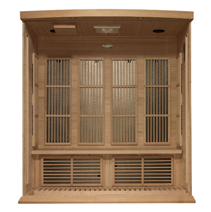 Golden Designs Near Zero EMF 4-Person Maxxus FAR Infrared Sauna Corner Unit with Hemlock Wood | Model: MX-K406-01-ZF - MX-K406-01-ZF