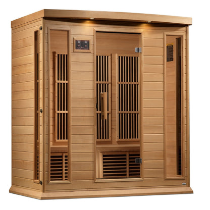 Golden Designs Near Zero EMF 4-Person Maxxus FAR Infrared Sauna Corner Unit with Hemlock Wood | Model: MX-K406-01-ZF - MX-K406-01-ZF