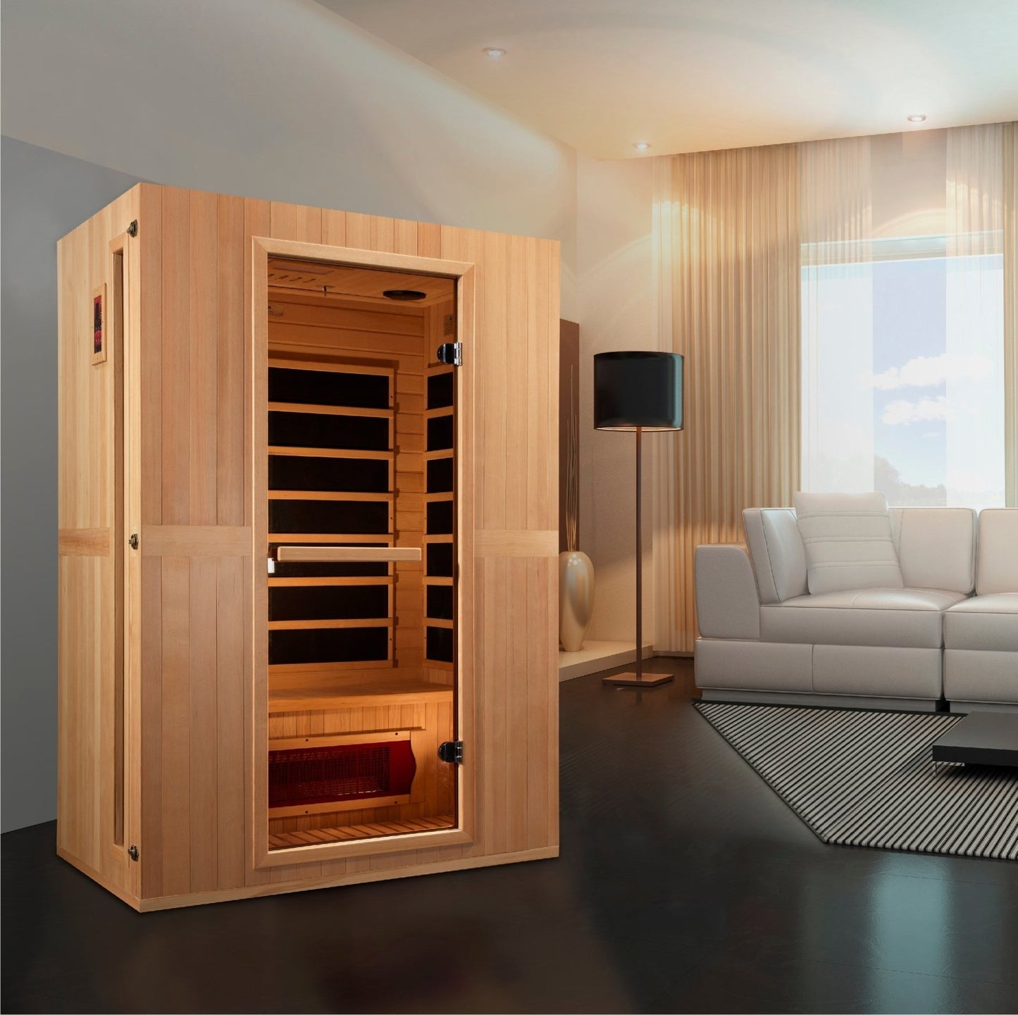 Golden Designs Low EMF 2-Person Maxxus FAR Infrared Sauna with Hemlock Wood | Model: MX-LS2-01 || - MX-LS2-01